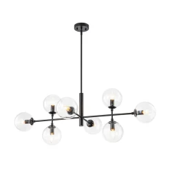 8-Light Linear Sputnik Clear Glass Bubble Chandelier