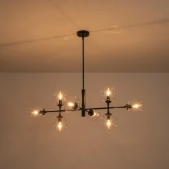 8-Light Linear Sputnik Clear Glass Bubble Chandelier