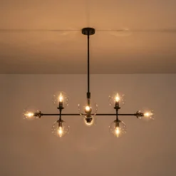 8-Light Linear Sputnik Clear Glass Bubble Chandelier