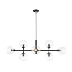 8-Light Linear Sputnik Clear Glass Bubble Chandelier