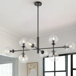 8-Light Linear Sputnik Clear Glass Bubble Chandelier