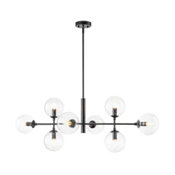 8-Light Linear Sputnik Clear Glass Bubble Chandelier