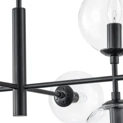 8-Light Linear Sputnik Clear Glass Bubble Chandelier