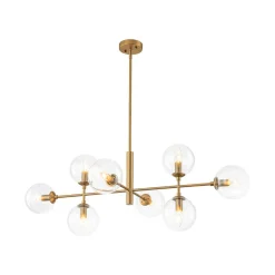 8-Light Linear Sputnik Clear Glass Bubble Chandelier
