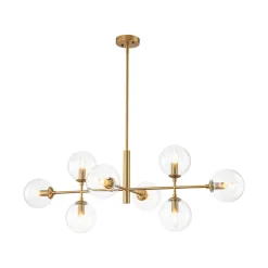 8-Light Linear Sputnik Clear Glass Bubble Chandelier