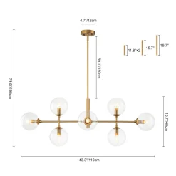 8-Light Linear Sputnik Clear Glass Bubble Chandelier