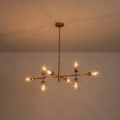 8-Light Linear Sputnik Clear Glass Bubble Chandelier