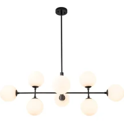 8-Light Linear Sputnik Frosted Glass Globe Chandelier