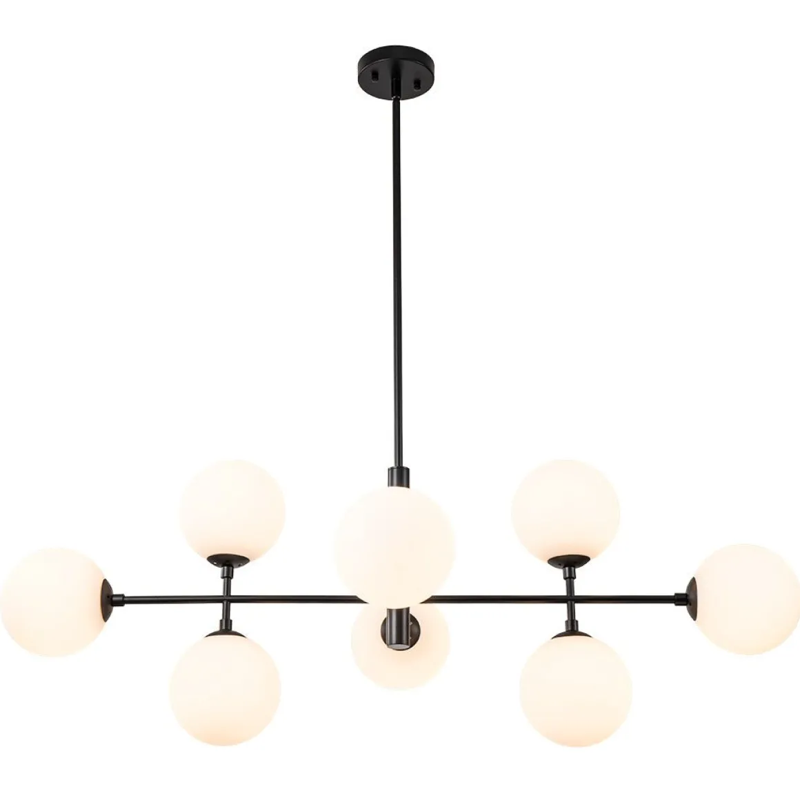 8-Light Linear Sputnik Frosted Glass Globe Chandelier