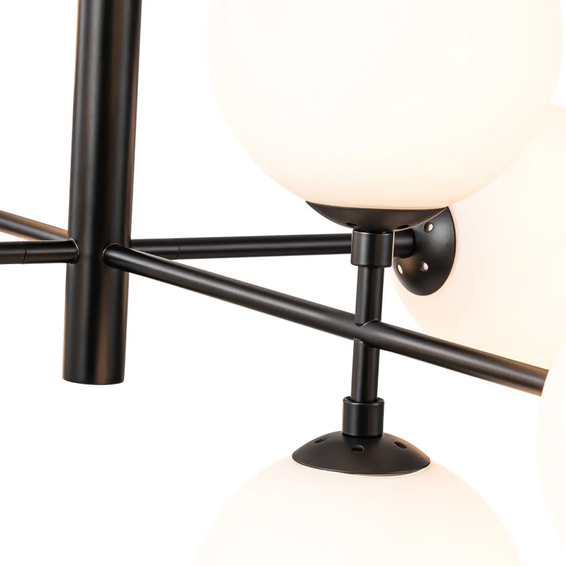 8-Light Linear Sputnik Frosted Glass Globe Chandelier