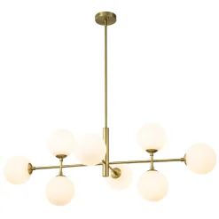 8-Light Linear Sputnik Frosted Glass Globe Chandelier