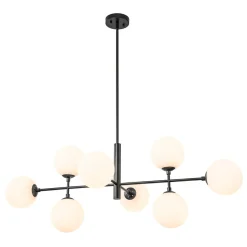 8-Light Linear Sputnik Frosted Glass Globe Chandelier