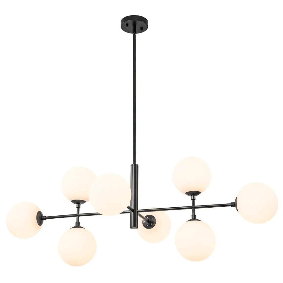 8-Light Linear Sputnik Frosted Glass Globe Chandelier