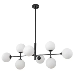 8-Light Linear Sputnik Frosted Glass Globe Chandelier
