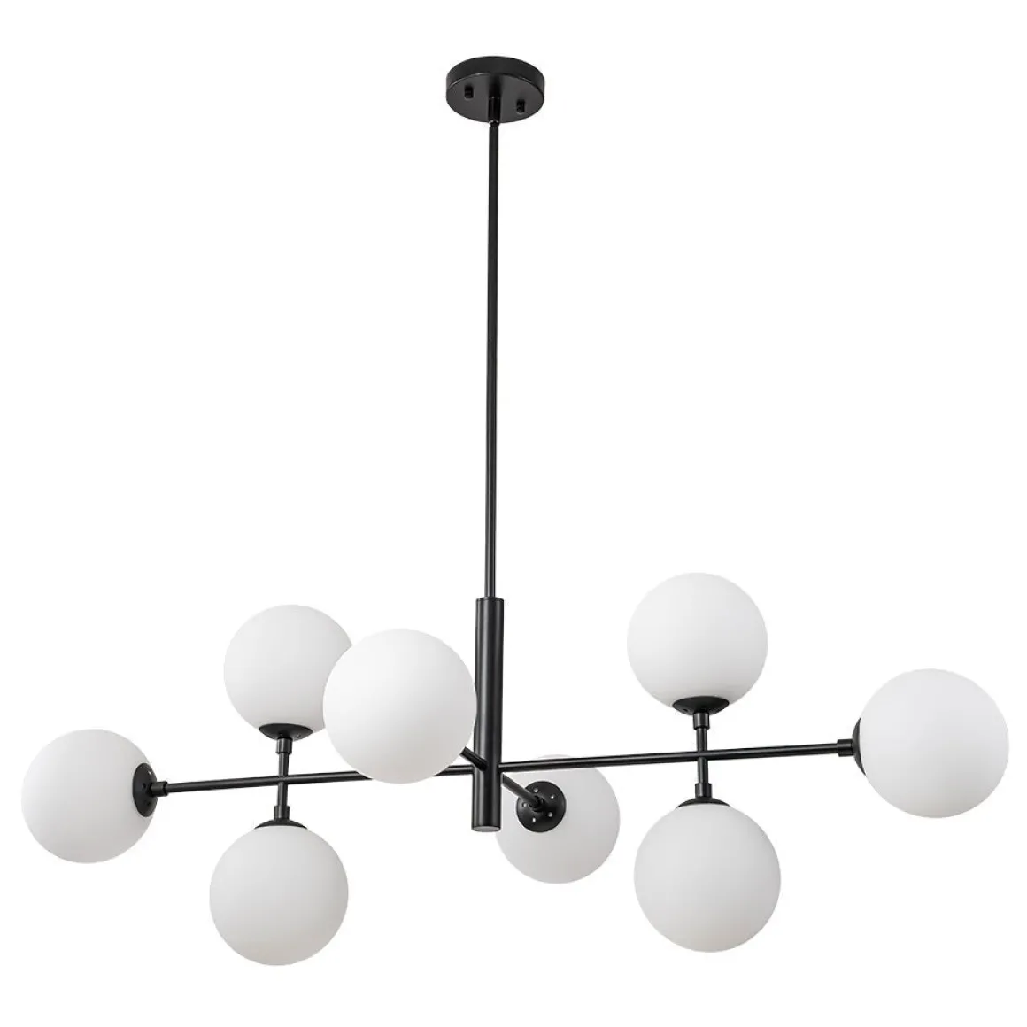 8-Light Linear Sputnik Frosted Glass Globe Chandelier