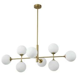 8-Light Linear Sputnik Frosted Glass Globe Chandelier