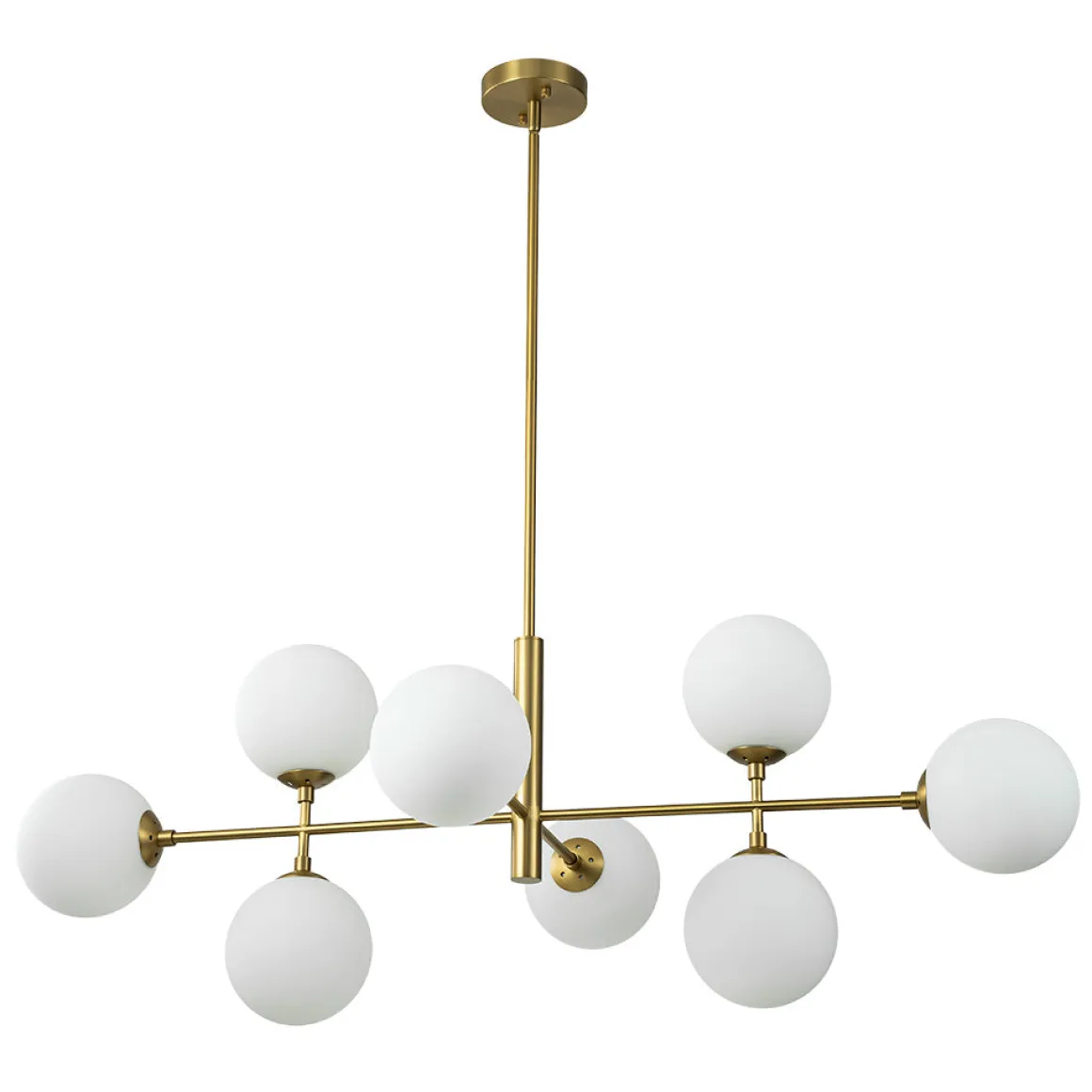 8-Light Linear Sputnik Frosted Glass Globe Chandelier