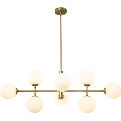 8-Light Linear Sputnik Frosted Glass Globe Chandelier
