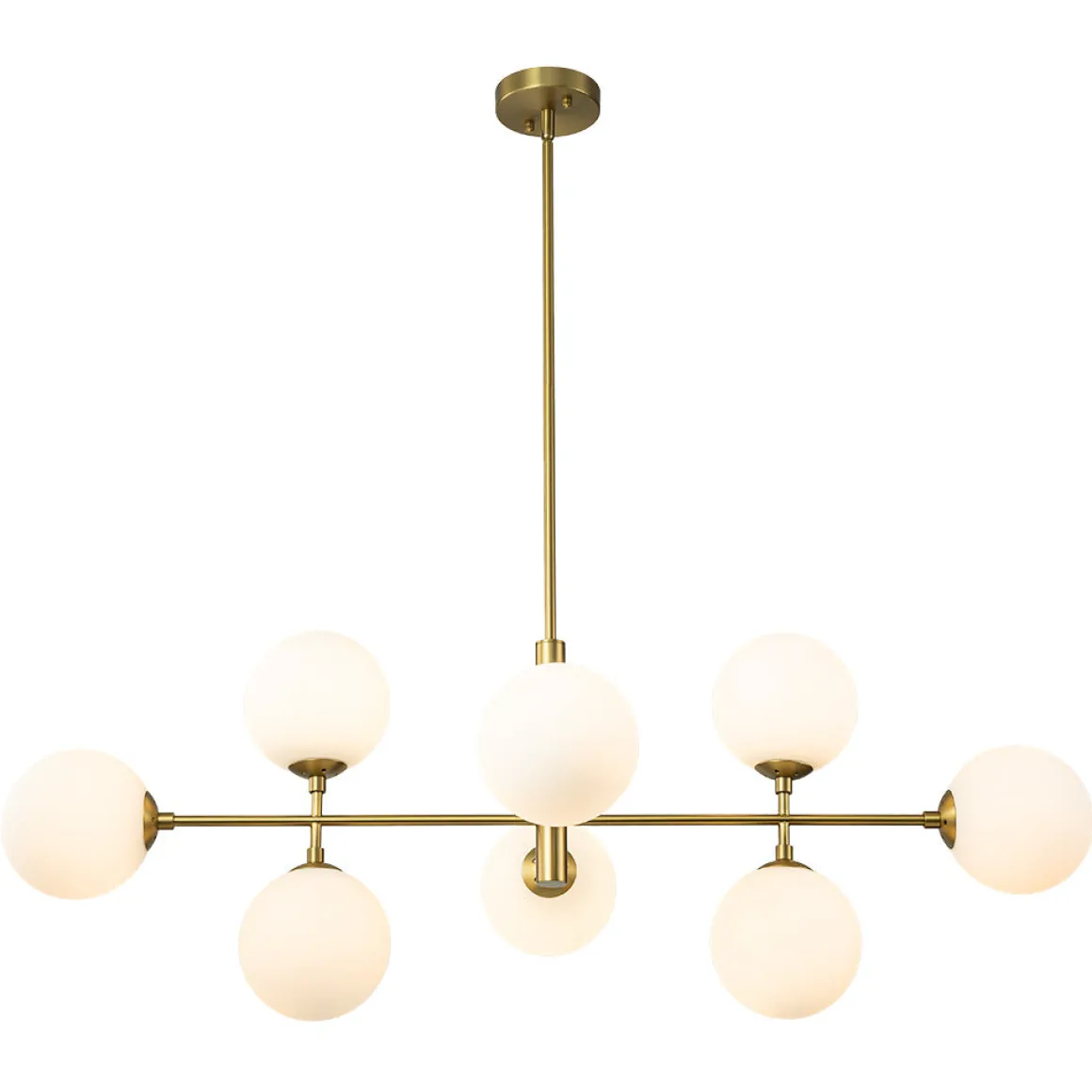 8-Light Linear Sputnik Frosted Glass Globe Chandelier