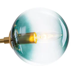 8-Light Linear Sputnik Tinted Blue Glass Bubble Chandelier