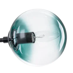 8-Light Linear Sputnik Tinted Blue Glass Bubble Chandelier