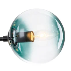 8-Light Linear Sputnik Tinted Blue Glass Bubble Chandelier