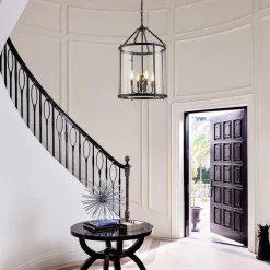 4-Light Manor Glass Wide Cylinder Lantern Pendant Light