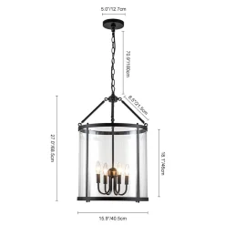 4-Light Manor Glass Wide Cylinder Lantern Pendant Light