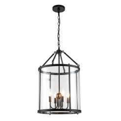4-Light Manor Glass Wide Cylinder Lantern Pendant Light