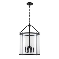 4-Light Manor Glass Wide Cylinder Lantern Pendant Light