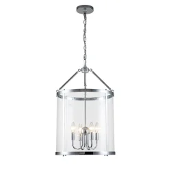 4-Light Manor Glass Wide Cylinder Lantern Pendant Light