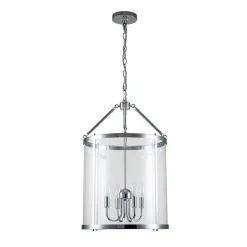 4-Light Manor Glass Wide Cylinder Lantern Pendant Light