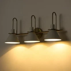 3-Light Metal Conical Shade Bathroom Vanity Wall Sconce