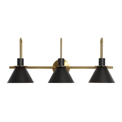 3-Light Metal Conical Shade Bathroom Vanity Wall Sconce
