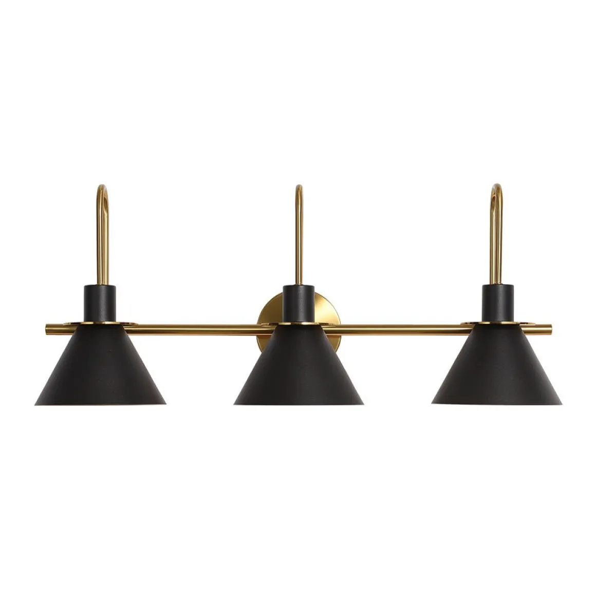 3-Light Metal Conical Shade Bathroom Vanity Wall Sconce