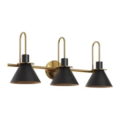 3-Light Metal Conical Shade Bathroom Vanity Wall Sconce
