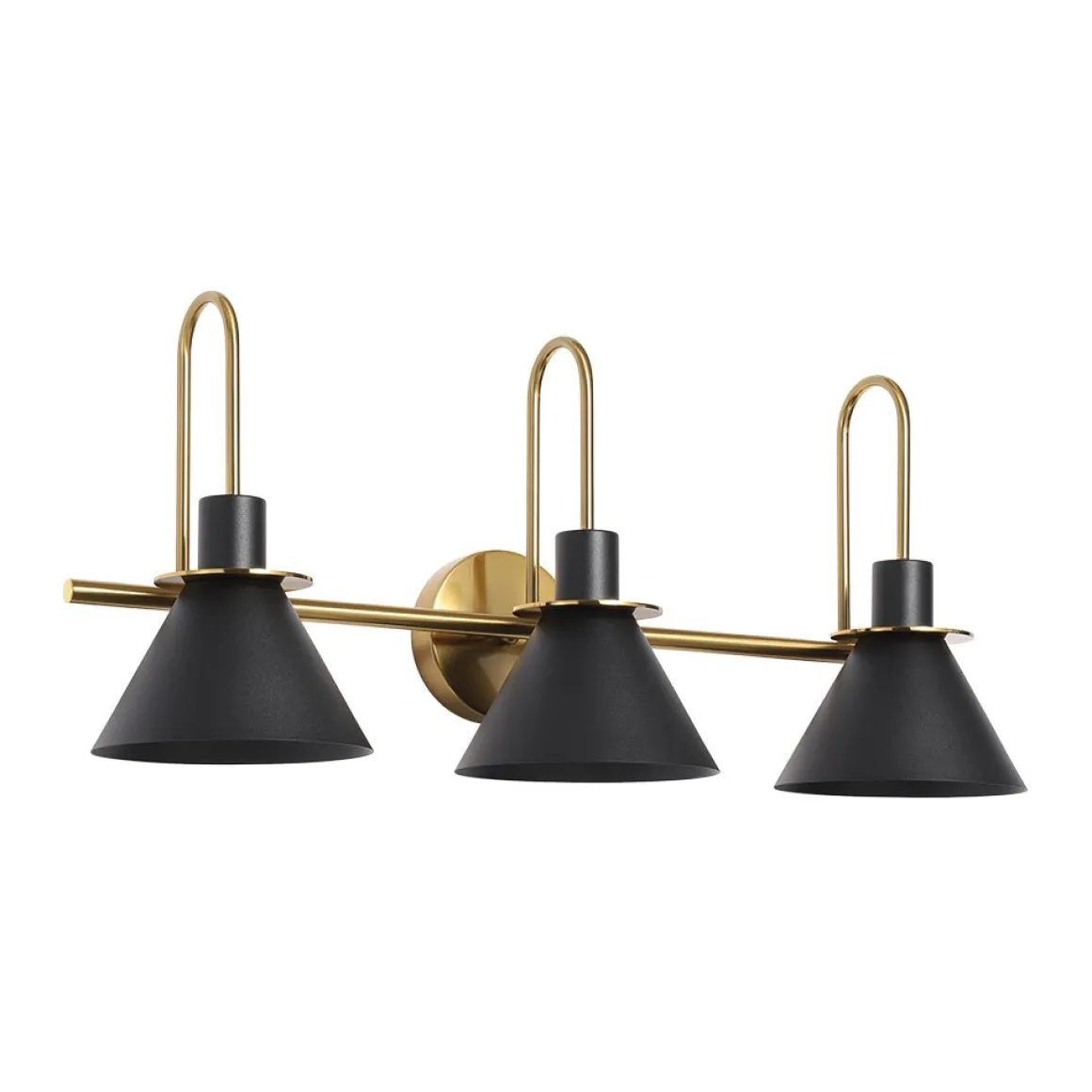 3-Light Metal Conical Shade Bathroom Vanity Wall Sconce
