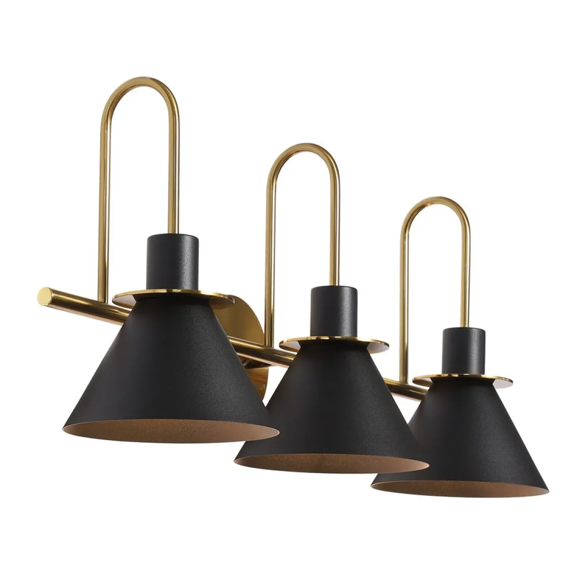 3-Light Metal Conical Shade Bathroom Vanity Wall Sconce