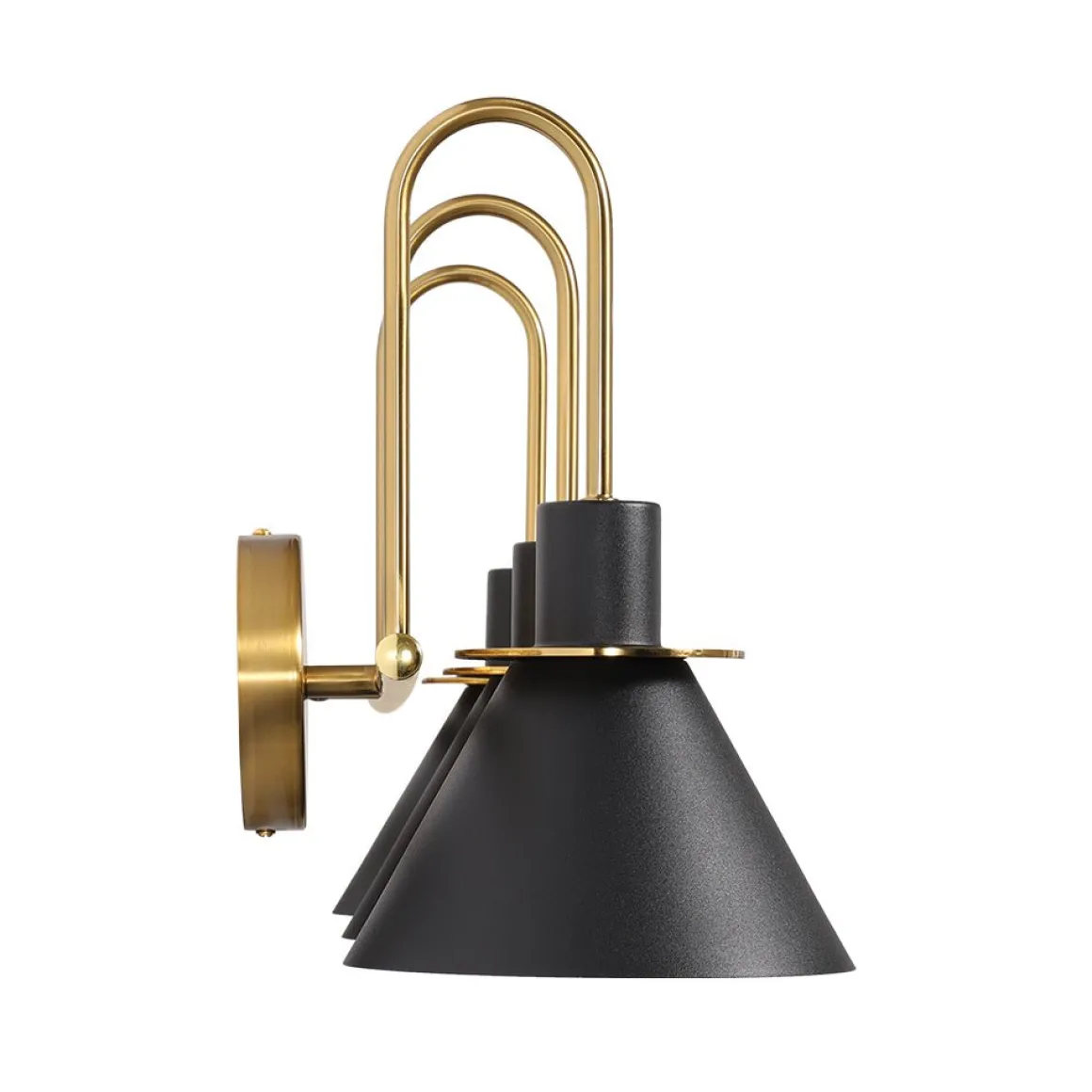 3-Light Metal Conical Shade Bathroom Vanity Wall Sconce
