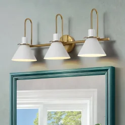 3-Light Metal Conical Shade Bathroom Vanity Wall Sconce
