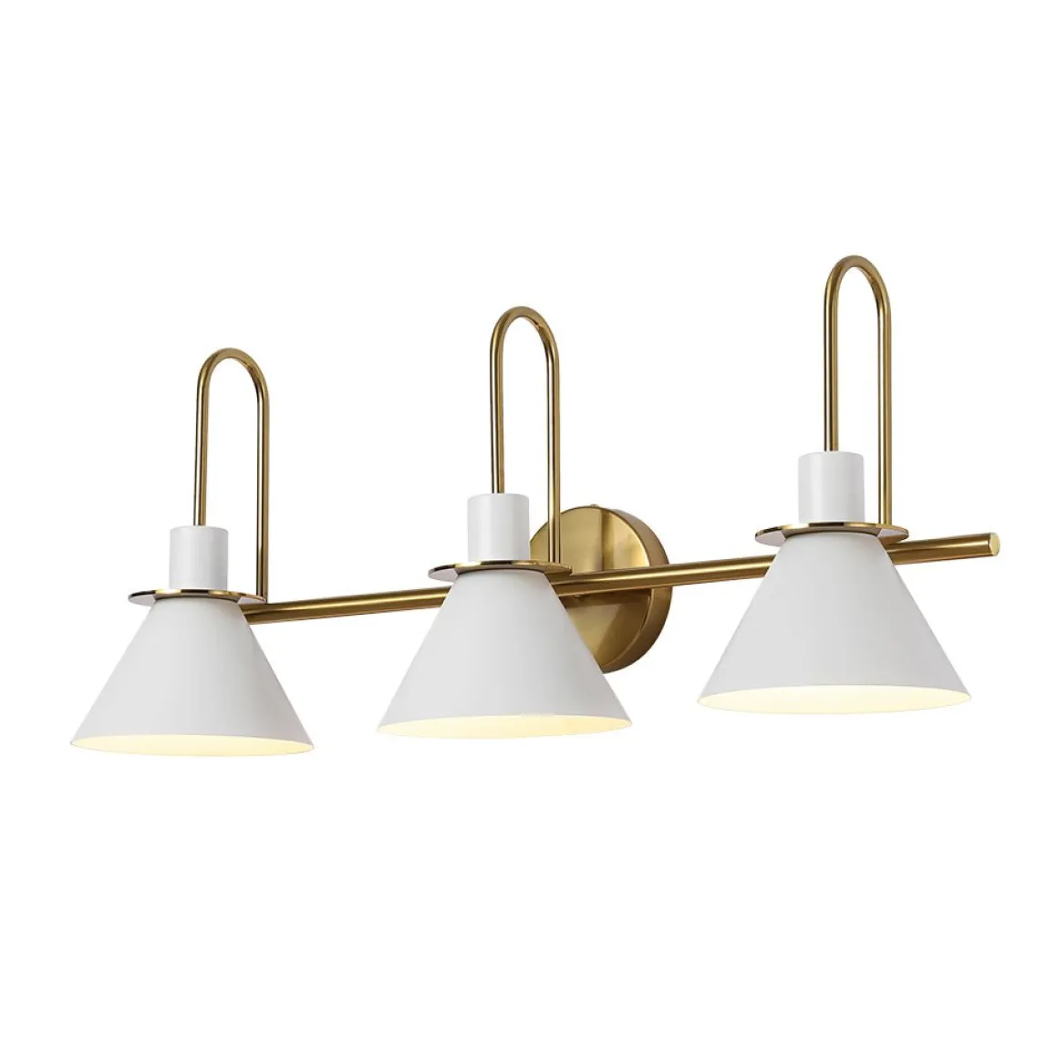 3-Light Metal Conical Shade Bathroom Vanity Wall Sconce