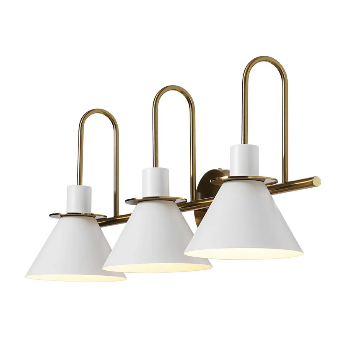 3-Light Metal Conical Shade Bathroom Vanity Wall Sconce