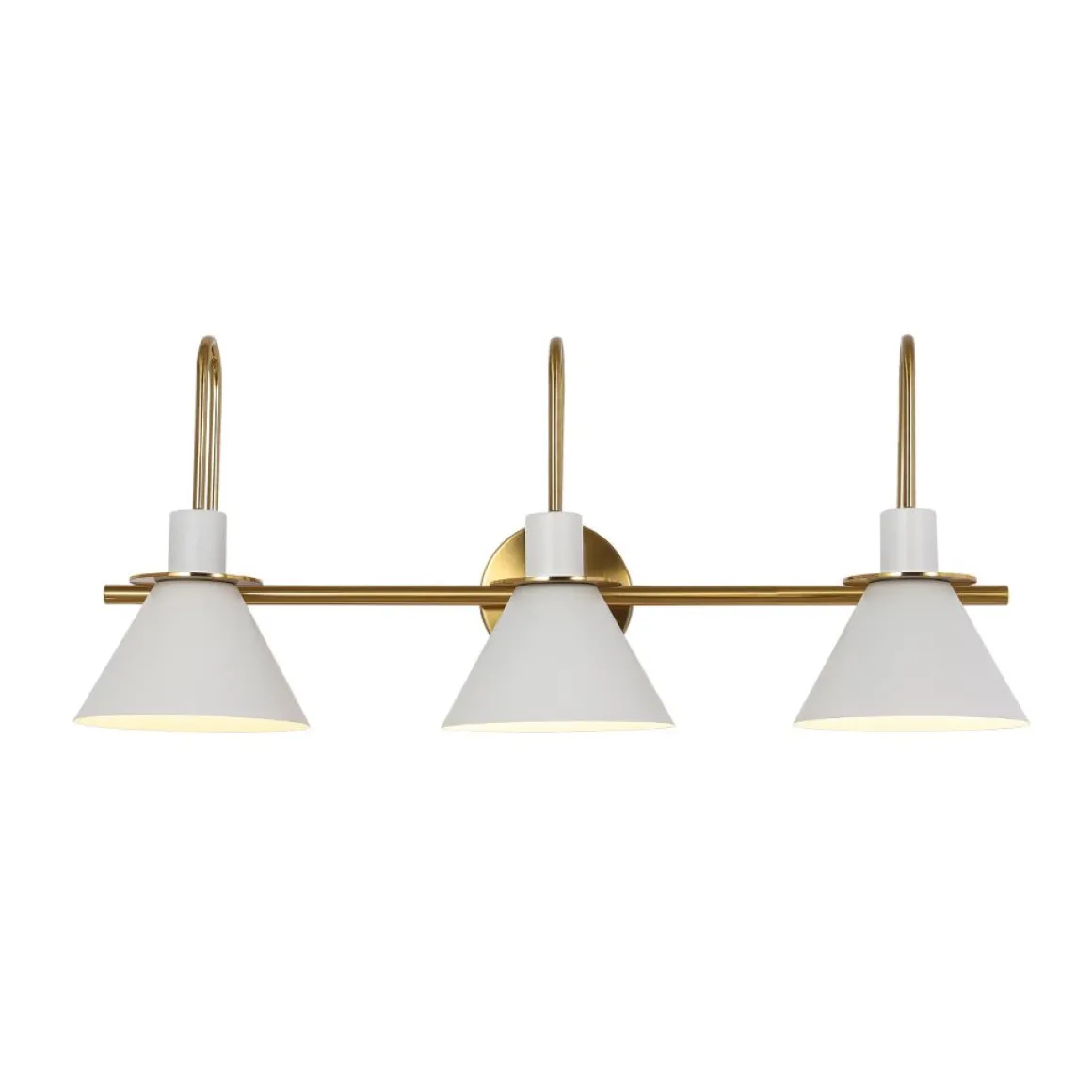 3-Light Metal Conical Shade Bathroom Vanity Wall Sconce