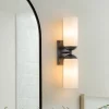 2-Light Milky White Glass Cylinder Vanity Wall Sconce
