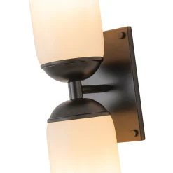 2-Light Milky White Glass Cylinder Vanity Wall Sconce