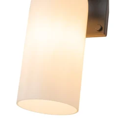 2-Light Milky White Glass Cylinder Vanity Wall Sconce