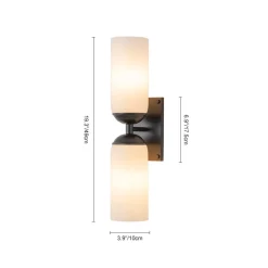 2-Light Milky White Glass Cylinder Vanity Wall Sconce