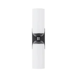 2-Light Milky White Glass Cylinder Vanity Wall Sconce