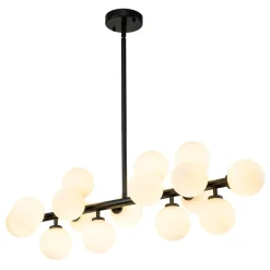 16-Light Milky White Glass Globe Linear Sputnik Chandelier