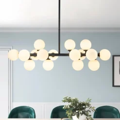 16-Light Milky White Glass Globe Linear Sputnik Chandelier